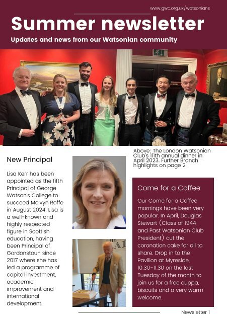 Watsonian Summer Newsletter