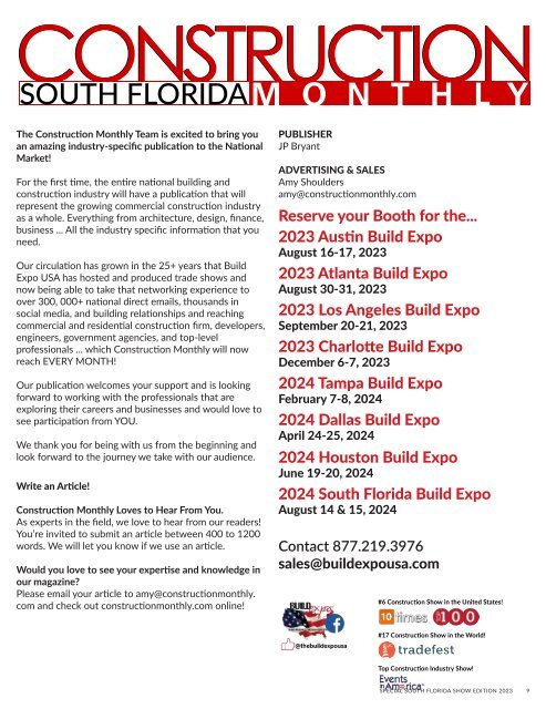 Construction Monthly Magazine | South Florida 2023 Build Expo Show Edition