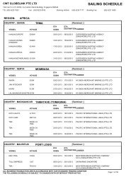 SAILING SCHEDULE - CWT Globelink Pte Ltd