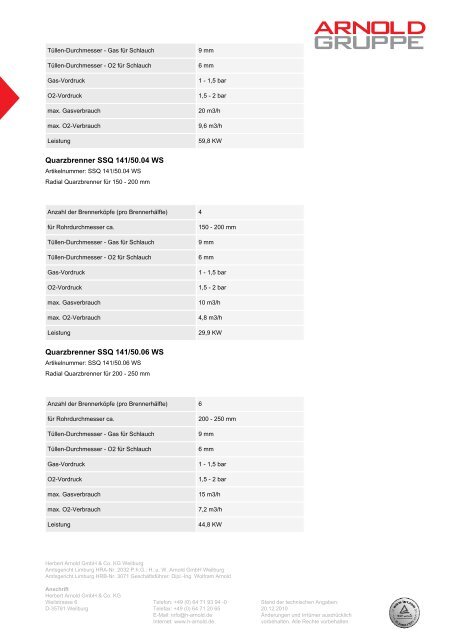 Tischbrenner - Arnold Gruppe