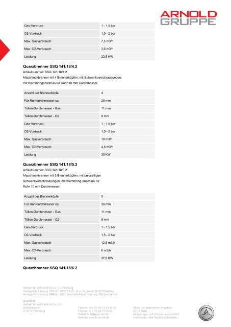 Tischbrenner - Arnold Gruppe