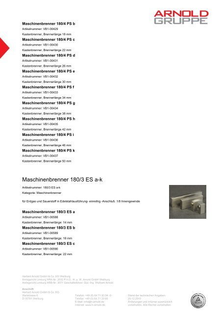 Tischbrenner - Arnold Gruppe