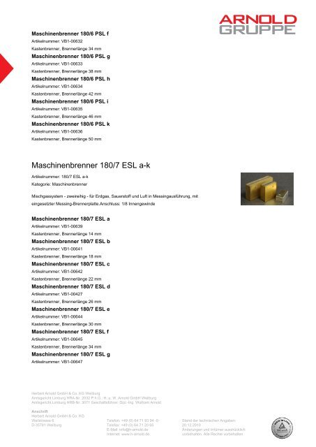 Tischbrenner - Arnold Gruppe