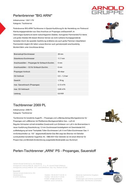 Tischbrenner - Arnold Gruppe