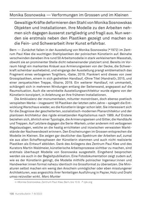 Kunstbulletin Juli/August 2023