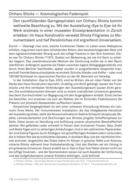 Kunstbulletin Juli/August 2023