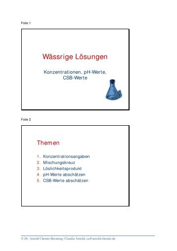 Wässrige Lösungen - Dr. Arnold Chemie-Beratung