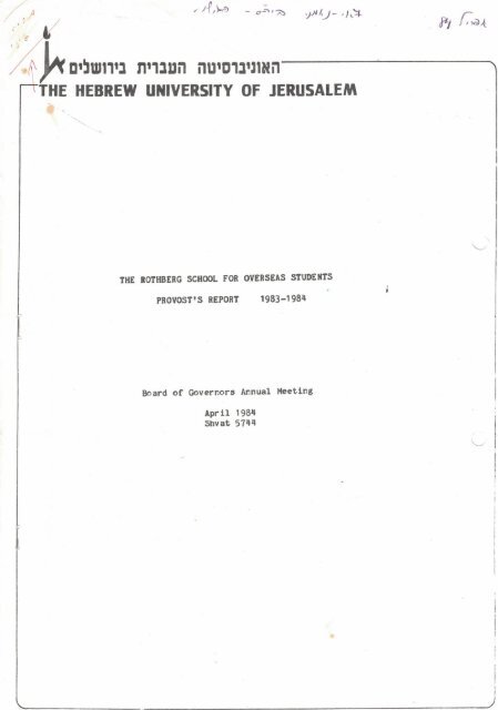 Provost's Report 1983-84, April 1984