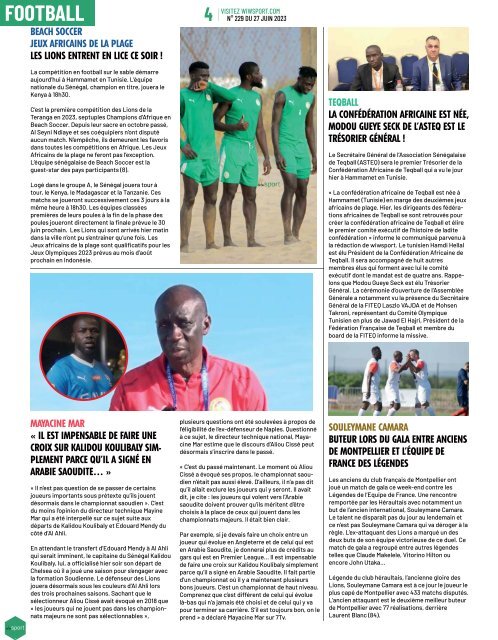 Journal wiwsport n229 - 27 juin 2023