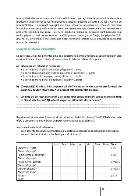 EUYC România: MÂNCÂND DIFERIT