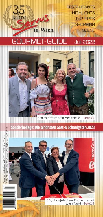 Servus in Wien - Juli 2023 - Gourmet Guide mit Schanigarten-Guide 2023