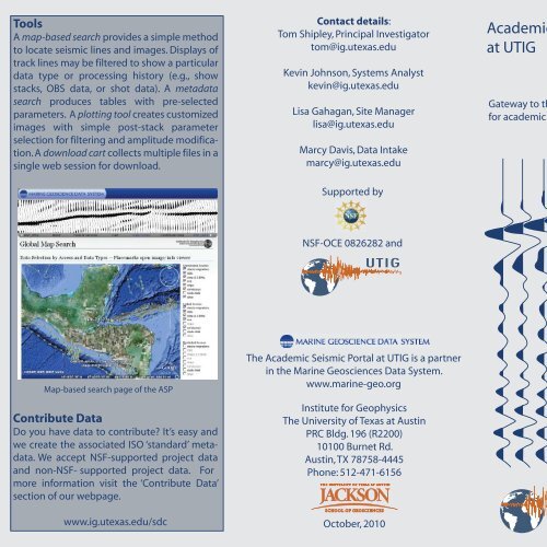 Academic Seismic Portal at UTIG - Institute for Geophysics - The ...