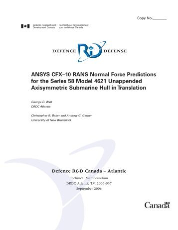 ANSYS CFX–10 RANS Normal Force Predictions for - Defence ...