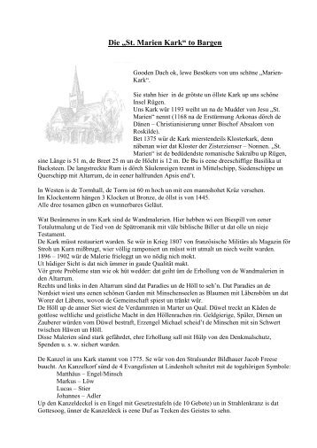 Die „St. Marien Kark“ to Bargen - Kirchengemeinde in Bergen auf ...