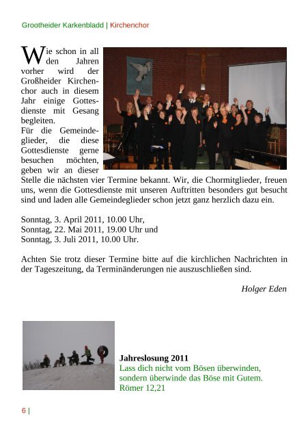 Grootheider Karkenbladd | März – Mai 2011 - Kirche Grossheide