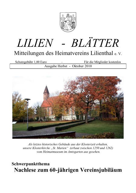 LILIEN - BLÄTTER - Heimatverein Lilienthal eV
