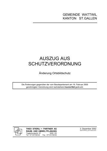 6. Ortsbildschutzgebiet (siehe Verzeichnis) - Gemeinde Wattwil