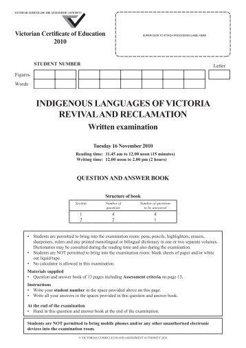 INDIGENOUS LANGUAGES OF VICTORIA REVIVAL AND ...