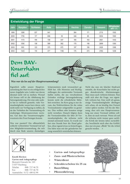 Fangstatistik - Bergedorfer Anglerverein