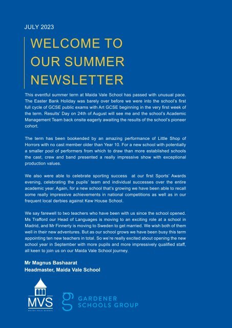 MVS Summer 2023 Newsletter 