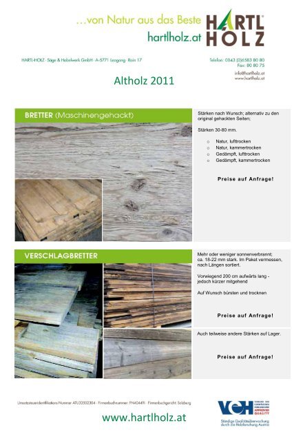 Altholz 2011 - Hartl Holz