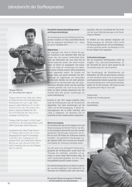 Jahresbericht 2011 Dorfkorporation Wattwil - Thurwerke AG