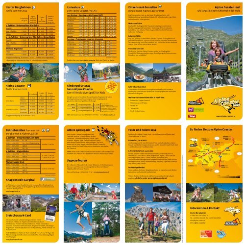 Alpine Coaster Imst Imster Bergbahnen Alpine Coaster Information ...