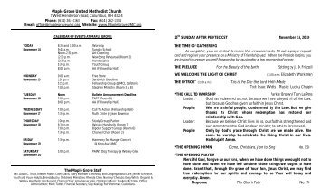 November 14 Bulletin - Maple Grove United Methodist Church