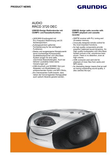 AUDIO RRCD 3720 DEC - Grundig Intermedia