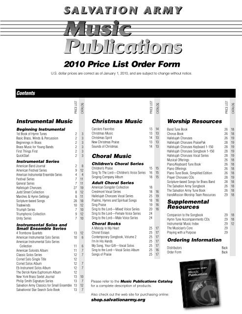 2010 Price List Order Form