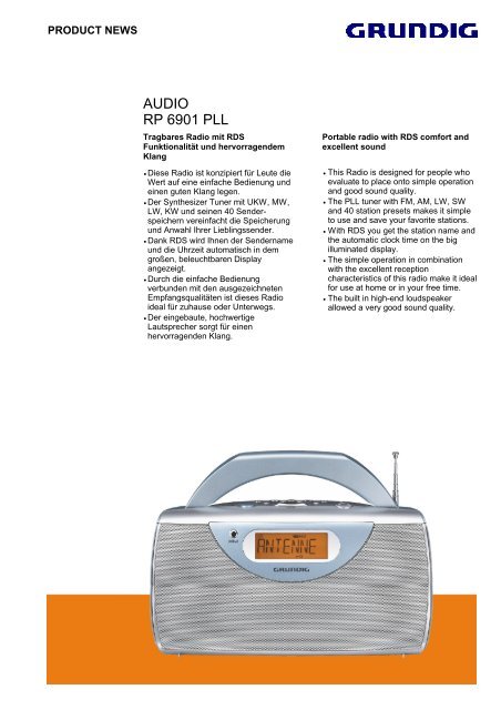 AUDIO RP 6901 PLL - Grundig Intermedia