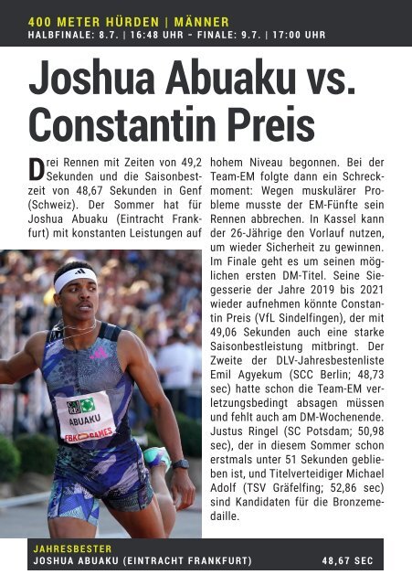 Das Programmheft zu den 123. Deutschen Leichtathletik-Meisterschaften