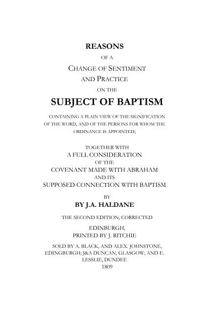 covenant and baptism SAMPLE
