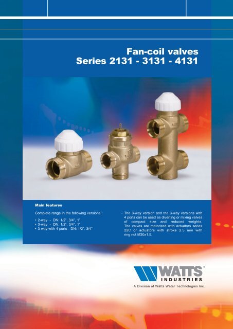 Fan-coil valves Series 2131 - 3131 - 4131 - Totaline