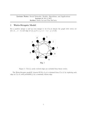 1 Watts-Strogatz Model - Mathematical Sciences Home Pages