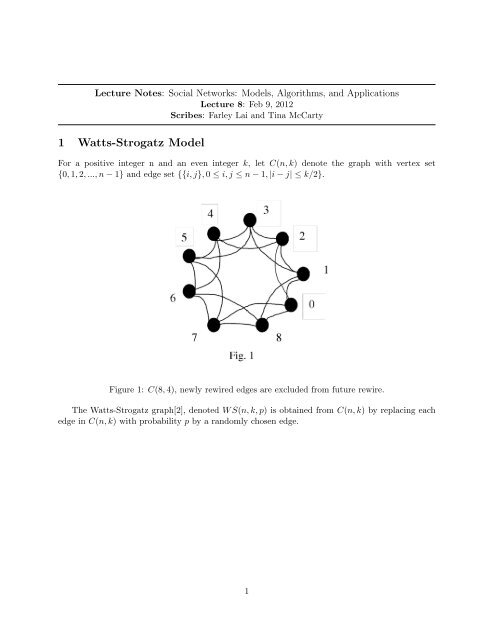 1 Watts-Strogatz Model - Mathematical Sciences Home Pages