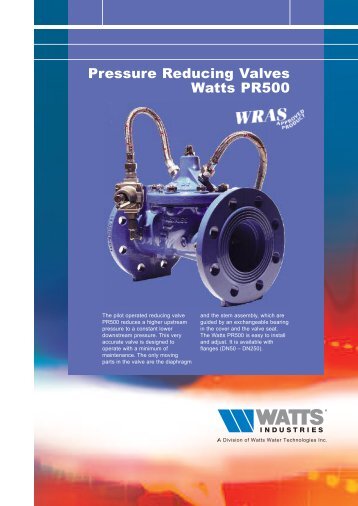 Pressure Reducing Valves Watts PR500 - Watts Industries