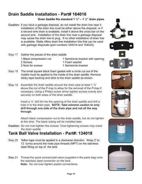 Watts Premier RO Pure RO-4 Manual - Fresh Water Systems