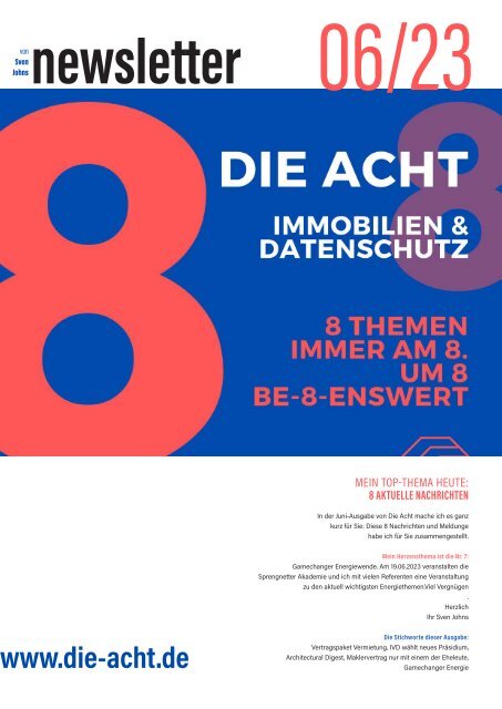 2023-06  |  DIE ACHT  |  Der Newsletter für Immobilien & Datenschutz