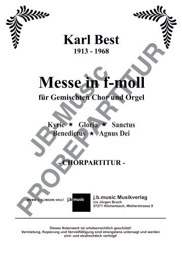 Messe in f-moll (für Gemischten Chor und Orgel) Chorpartitur
