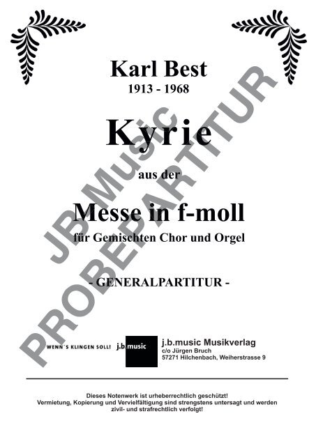 Kyrie (aus der Messe in f-moll von Karl Best) Generalpartitur