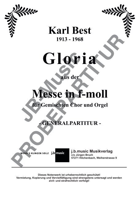 Gloria (aus der Messe in f-moll von Karl Best) Generalpartitur