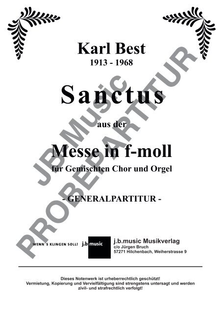 Sanctus (aus der Messe in f-moll von Karl Best) Generalpartitur