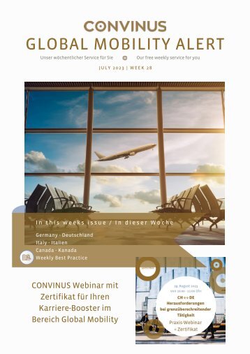 CONVINUS Global Mobility Alert - Week 28.2023