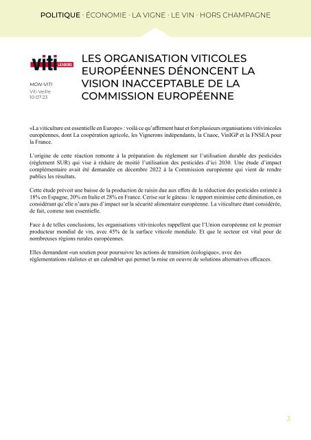 PANORAMA DE PRESSE - 12.07.23