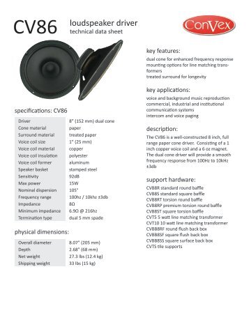 CV86 loudspeaker driver - Martech | Driving Strategic Sales