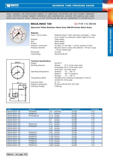 Product Catalogue - Pressure & Temperature ... - Watts Industries