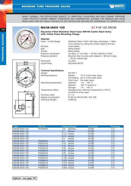 Product Catalogue - Pressure & Temperature ... - Watts Industries