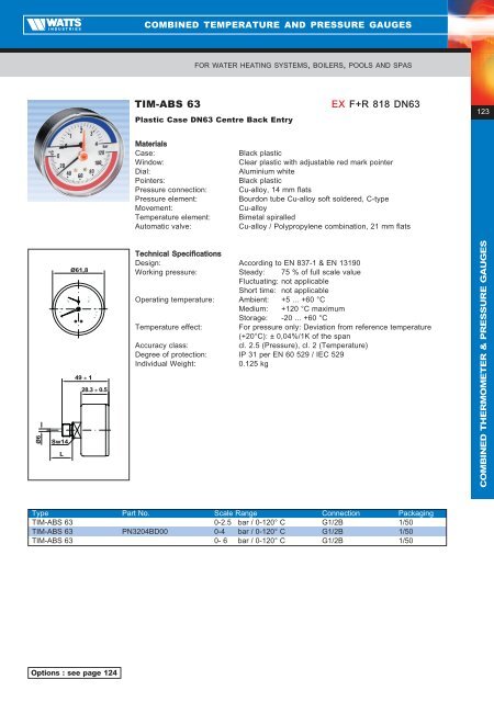 Product Catalogue - Pressure & Temperature ... - Watts Industries