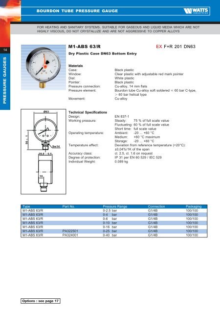 Product Catalogue - Pressure & Temperature ... - Watts Industries